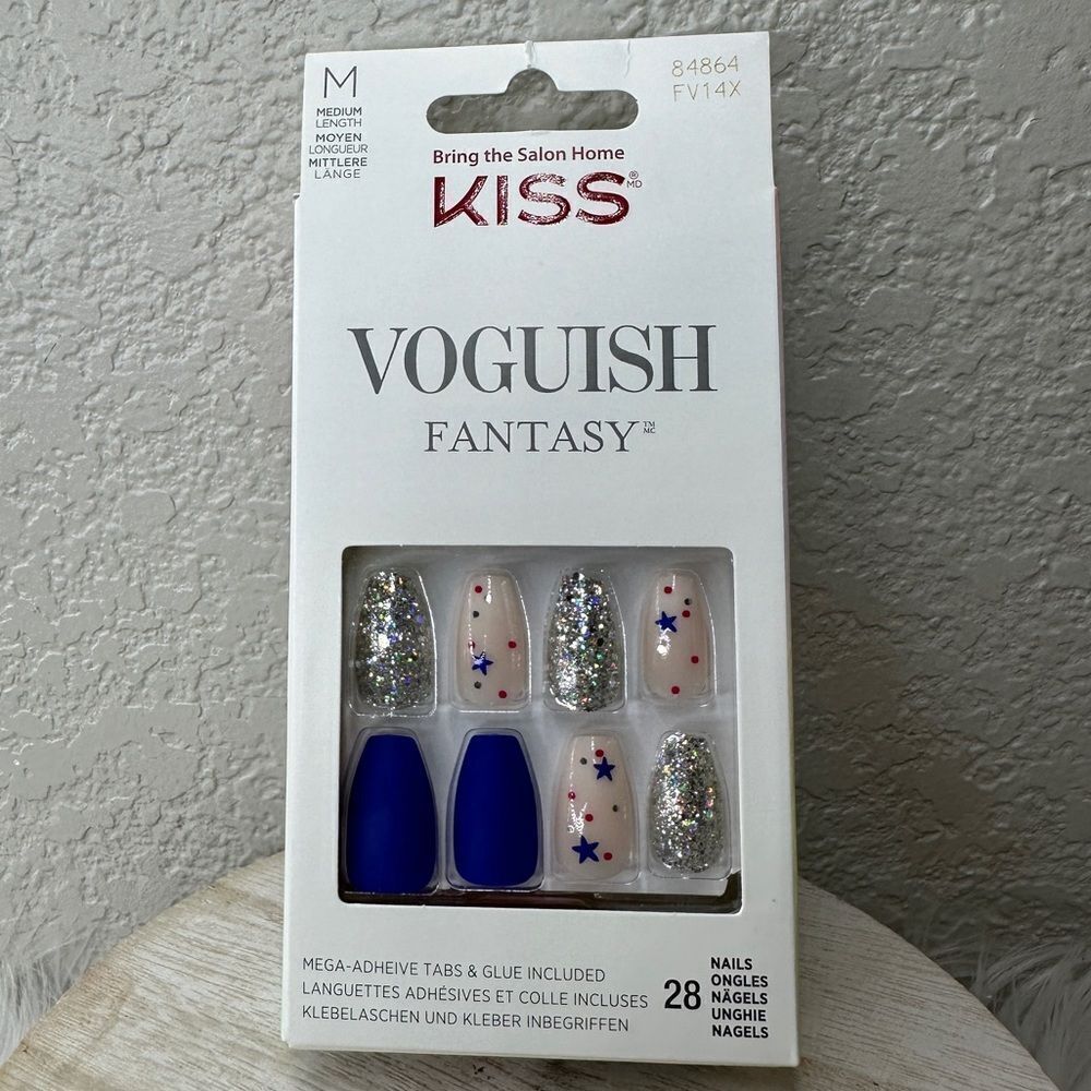 $12 🌙 Kiss Fantasy Voguish Star ⭐️ Memorial Day 4Th‎ Of July Nails + Glue NEW